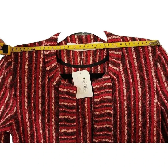 IRO Paris Red/Black/White Zip Pockets Striped Inland Tweed Blazer Jacket Size 32 - Picture 7 of 9